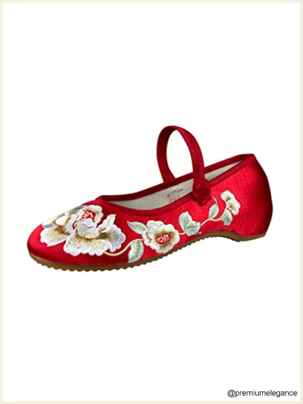 Women's Embroidered Ballet Flats Mary Jane Slip On Canvas Shoes